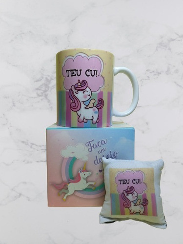 Caneca Bom Dia É O Caralho + Unicórnio Teu Cu + Chaveiro