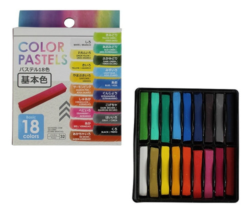 Giz Pastel Seco Com 18 Cores Básico Para Colorir E Pintar