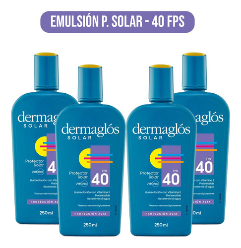 Kit Protector Solar Dermaglós Fps40 Emulsión 250ml X 4 Und