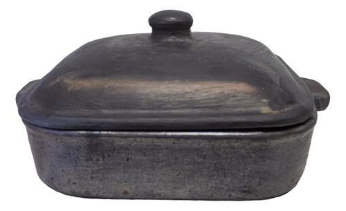Olla De Barro Cuadrada Negra Platinada Tipo Essen Negro