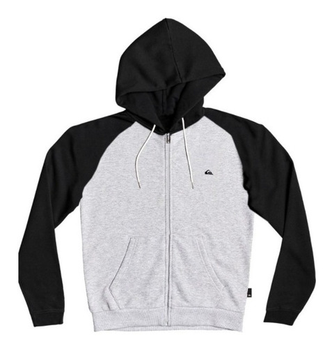 Campera Canguro Quiksilver Everyday Grey Black Hombre 