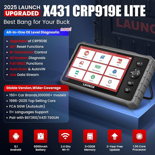 Escaner Automotriz Launch X431 Crp919e Lite Bidireccional 32
