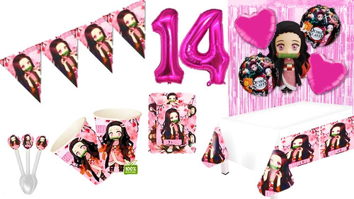 Kit Decoracion Nezuko X10 + Bouquet + Numero