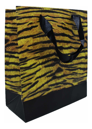 Imagem 1 de 4 de Sacola Premium Animal Print Tigre - 21x18 Cm - 12 Unidades
