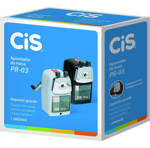 Apontador De Mesa Manual Com Manivela E Depósito Cis Pr-03