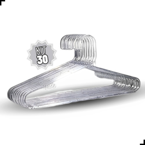 Kit 30 Cabides Transparente Cristal Acrílico Pronta Entrega