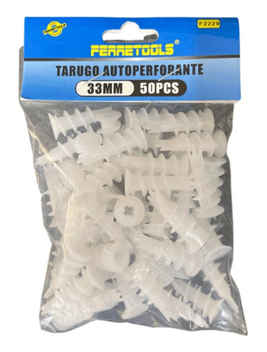 Tarugo Plastico Espiral Autoperforante 33mm Bolsa 50und 