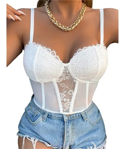 Top Cors Encaje Corto Para Mujer Bustier De Calle O Fiesta
