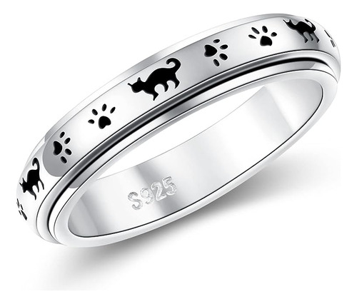 Anillo Giratorio Plata 925 Para Para Mujeres Cachorros Perro