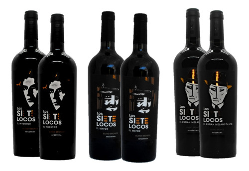 Vinos Los Siete Locos - Blend Bronce - Caja Mix X 6 U.