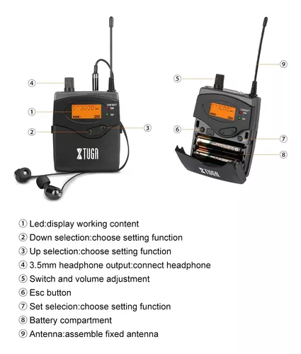 XTUGA RW2080 Rocket Audio Full Metal Wireless in Ear Monitor System 2  Channel 4 Bodypacks Monitoreo con auriculares tipo inalámbrico utilizado  para