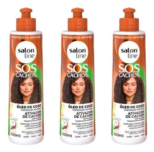 Ativador De Cachos Salon Line 300ml Coco - Kit C/3un