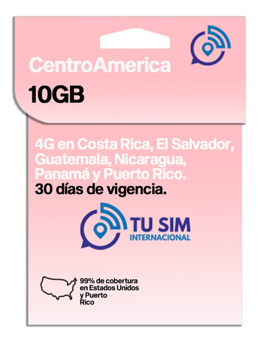 Sim Card Centroamerica 10 Gb Navegacion Total 