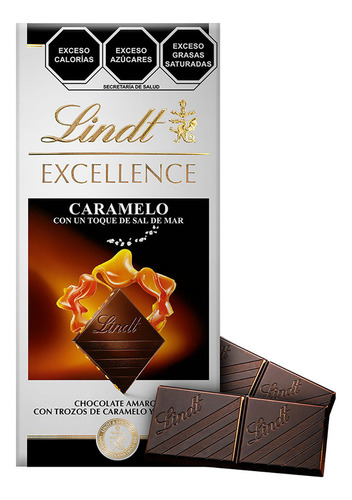 Pack 6 Chocolates Amargo Lindt Caramelo Y Sal De Mar 100g