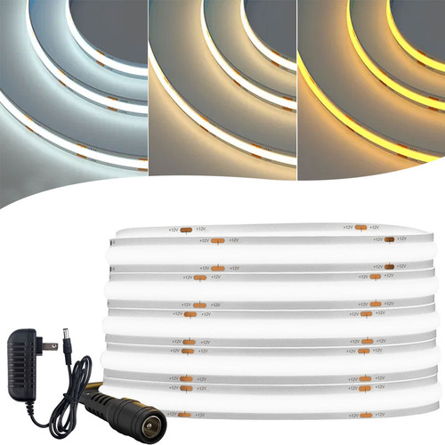 Tira De Luces Flexible Cob 5m Interior 1600 Led Enchufe Luz Blanco Frío
