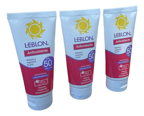 Pack De 3 Protector Solar Leblon Antioxidante Fps50 50gr