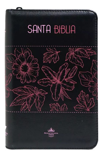 Biblia Reina Valera 1960 Letra Grande Negro Flores