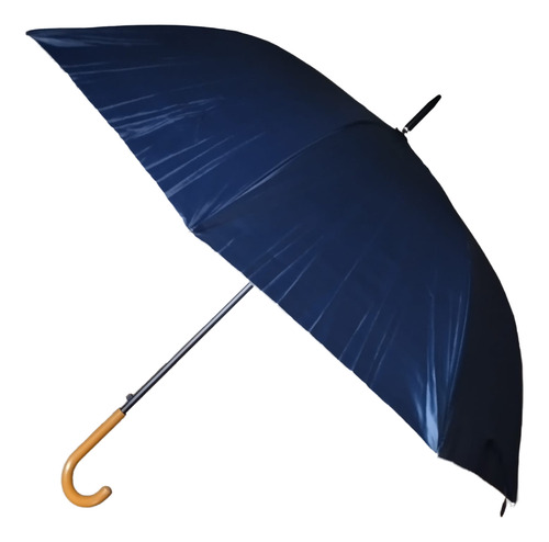 Paraguas Largo Grande Xl Reforz Mango Simil Madera Ergonomic Azul Liso