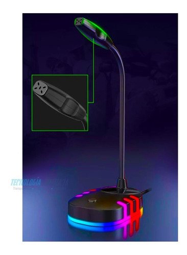 Micrófono Gamer Halion Rgb Tm-200 Con Pedestal