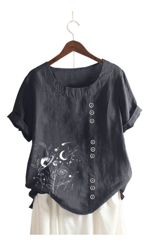 Ropa De Cama Casual Con Botones Holgados Para Mujer, Talla G