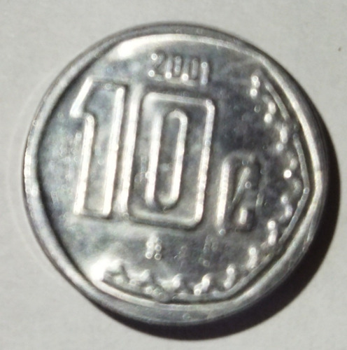5 Monedas 10 Centavos 2001 Acero Inoxidable 