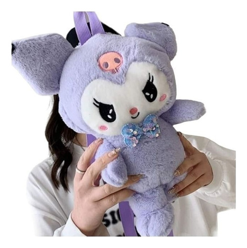 Kuromi Lila Mochila Peluche Kawaii Con Cierre