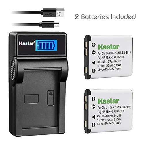 Kastar-batería Kastar X2 Y Cargador Lcd Delgado Para Olympus