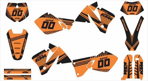 Adesivo Moto Cross Trilha Ktm Exc F 01-02 Laranja Lm135