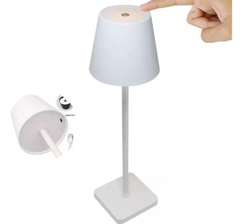 Luminaria Abajur Mesa Led Dimerizavel Sem Fio Recarregavel