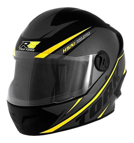 Capacete para moto  integral Pro Tork New Liberty  R8  preto e amarelo r8 tamanho 58 