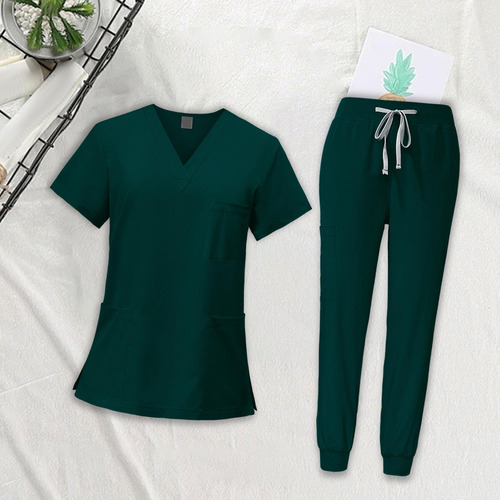 Conjunto De Ropa Para Mujer, Traje De Enfermería - Escote