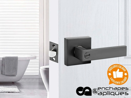 Imagen 3 de 4 de Chapa Manija Negra Baño (iva Incluido)