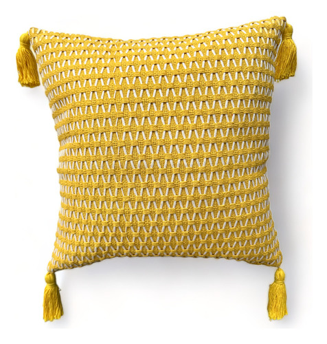 Funda Para Cojin Crochet Con Flecos 45x45cm Algodón