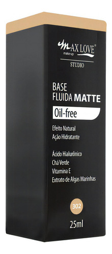 Base de maquiagem líquida Max Love Matte Base Fluida Matte Oil-Free 302 Max Love Base Liquida Matte HD  -  25mL 25g