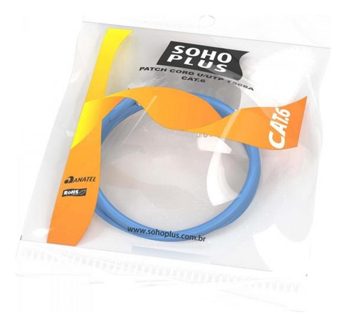 Patch Cord U/utp Cat6 Cmx 2,5m T568a/b Azul Sohoplus