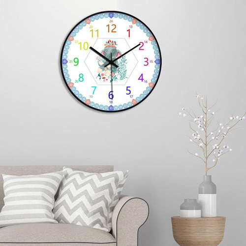 Reloj De Pared Niños Salón De Clases Forma De Elefante.