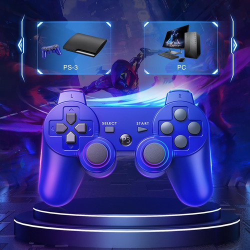 Controlador Inalámbrico Ps3 Joystick Batería Recargable Azul