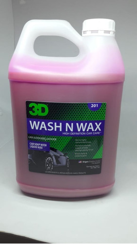 Imagen 1 de 2 de 3d Wash N Wax - Shampoo Con Cera 1g Highgloss