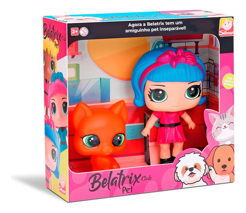 Boneca Com Gatinho Belatrix Club Pet - Silmar Brinquedos