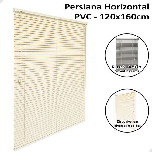 Cortina Persiana Horizontal Pvc 25mm Para Janela 120x160cm Cor Bege