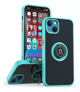 Funda Case Para Zte V20 Smart Ahumado Con Anillo Celeste