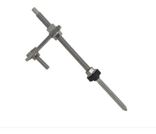 20 Haste Solar M10x250 Madeira Com Suporte Reto E Fixador