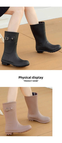Botas De Lluvia A Media Pantorrilla Para Mujer, Impermeables