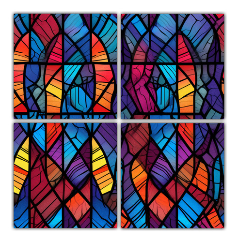 40x40cm Cuadro Moderno Vidrieras De Iglesia Elegantes Flores