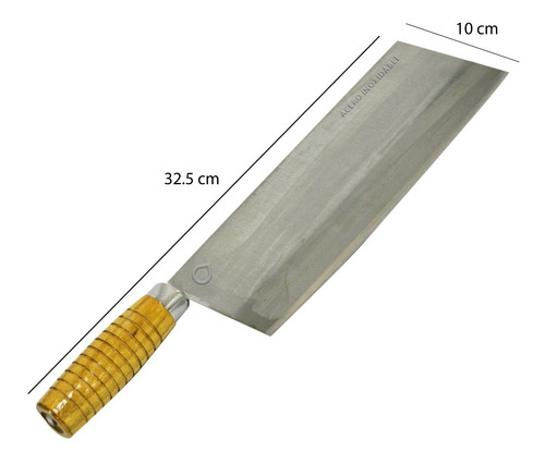 Imagen 4 de 4 de Cuchillo Carnicero Acero Inoxidable Mango De Madera De Lujo.