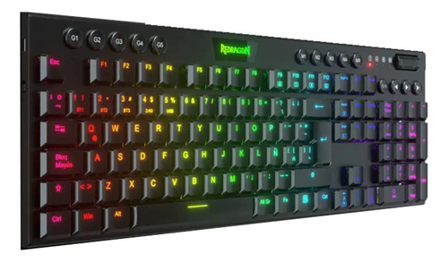 Teclado Mecánico Redragon Horus Fs K619-rgb-sp Black Negro Español