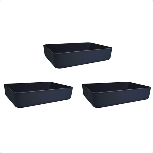 Set X3 Canastos Organizadores Cajas Deco 36x26x8 Moderna