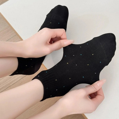 Calcetines Casuales De Algodón Para Mujer Con Lunares De Col