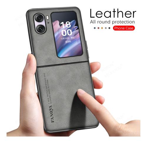 Funda Para Oppo Find N2 Flip Case Uso Rudo De Cuero Pu Lujo Anti-caída Bumper Para Mujeres Hombres