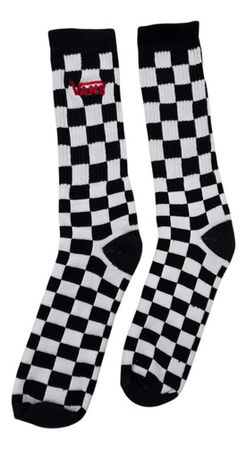 Meia Cano Alto Vans Quadriculada Branco E Preto 1 Par Branco Logo 39-44